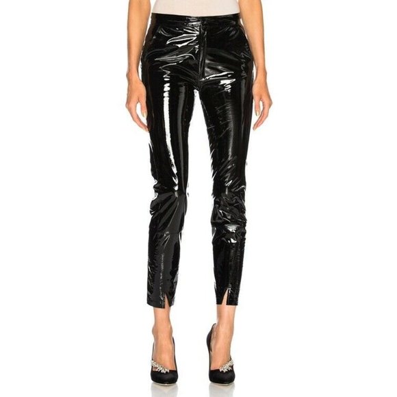 Zeynep Arcay Patent Leather Pants Ankle Slits 4 - Picture 1 of 12
